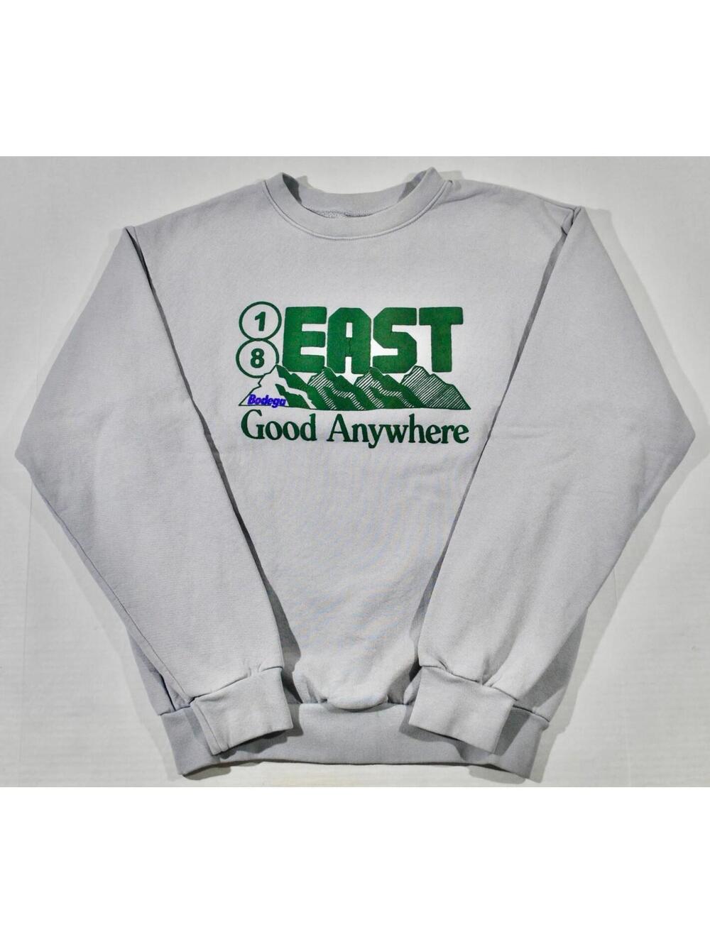 Bodega East Good Anywhere Streetwear Gray Crewneck Sweatshirt Size Medium